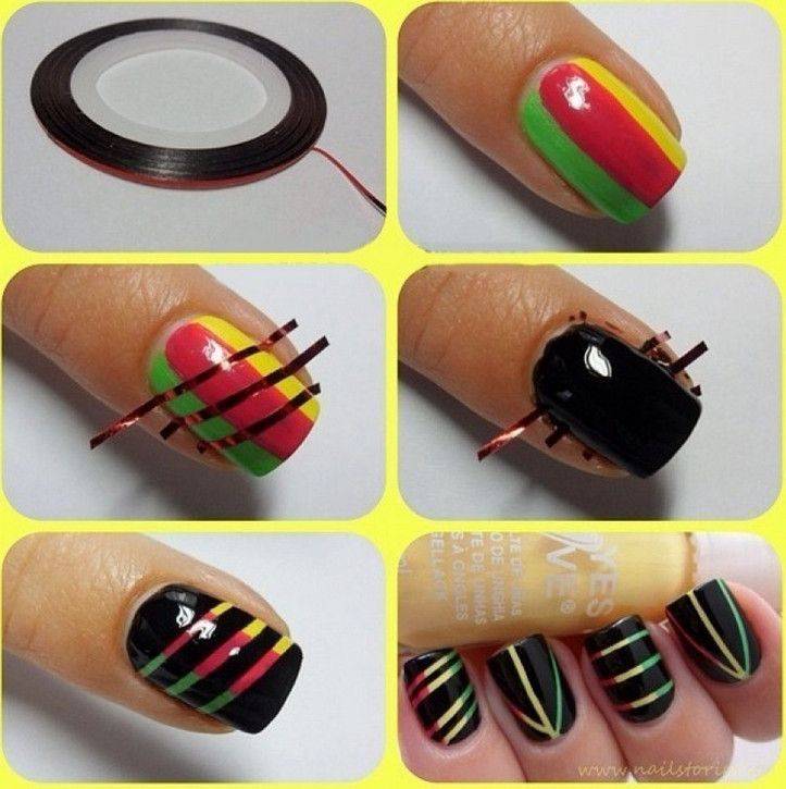 Маникюр с лентами: фото идеи дизайна на ногтях с полосками