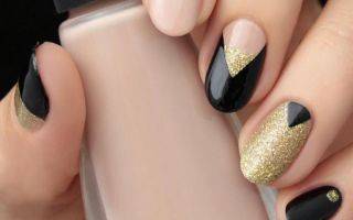 Черно-золотой дизайн ногтей